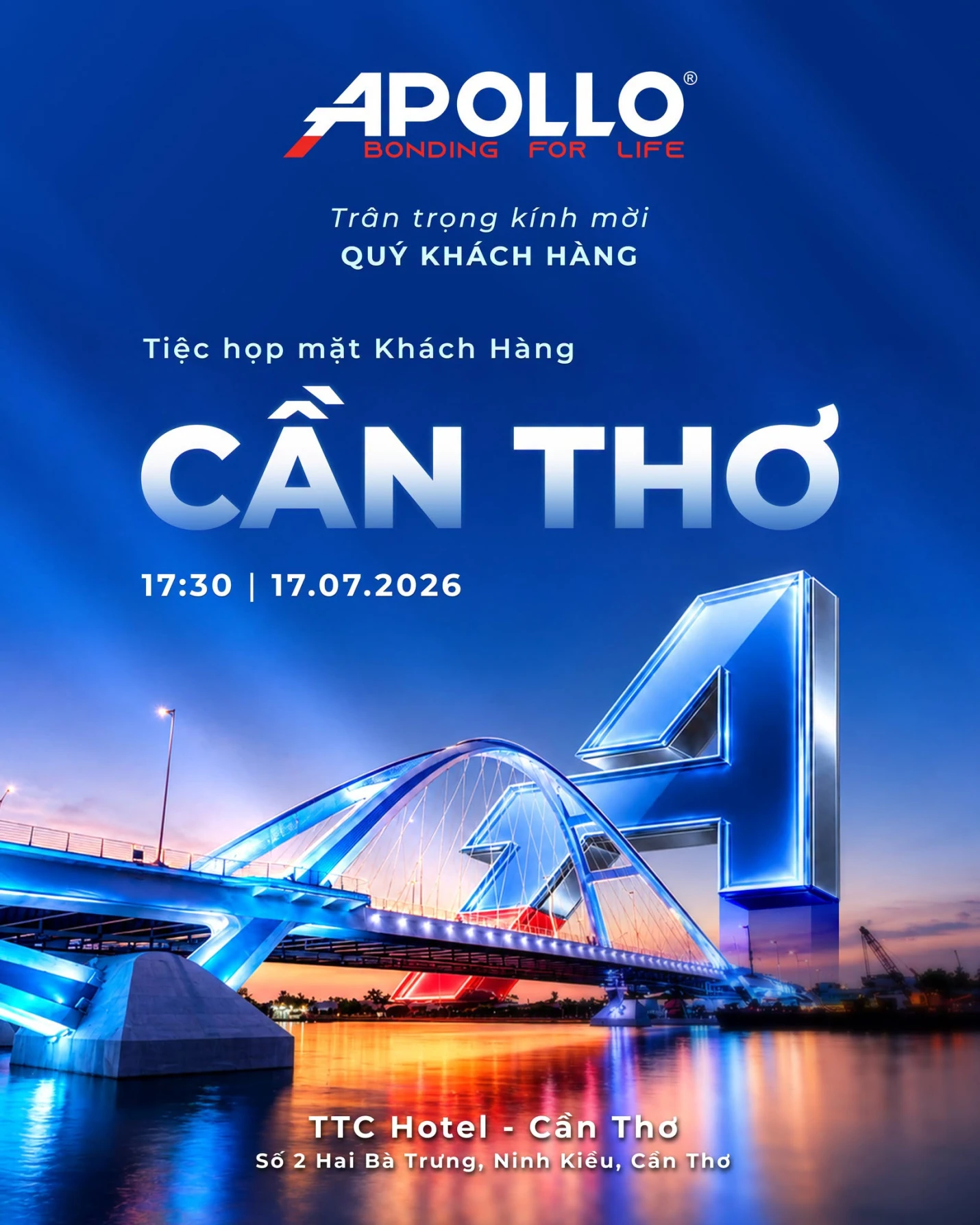 Thư mời tham dự Tiệc họp mặt khách hàng tại Cần Thơ của Apollo Silicone